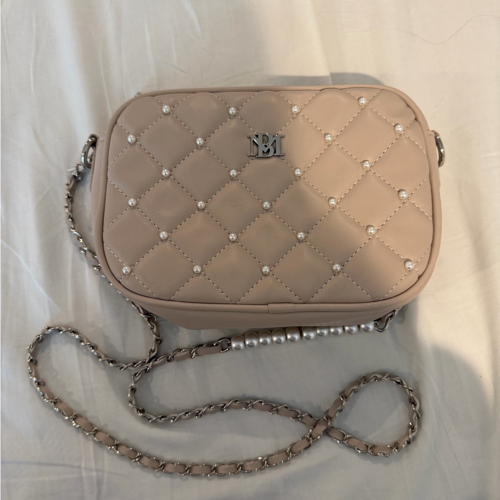 Quilted Pearl Accent Crossbody Bag - Blush